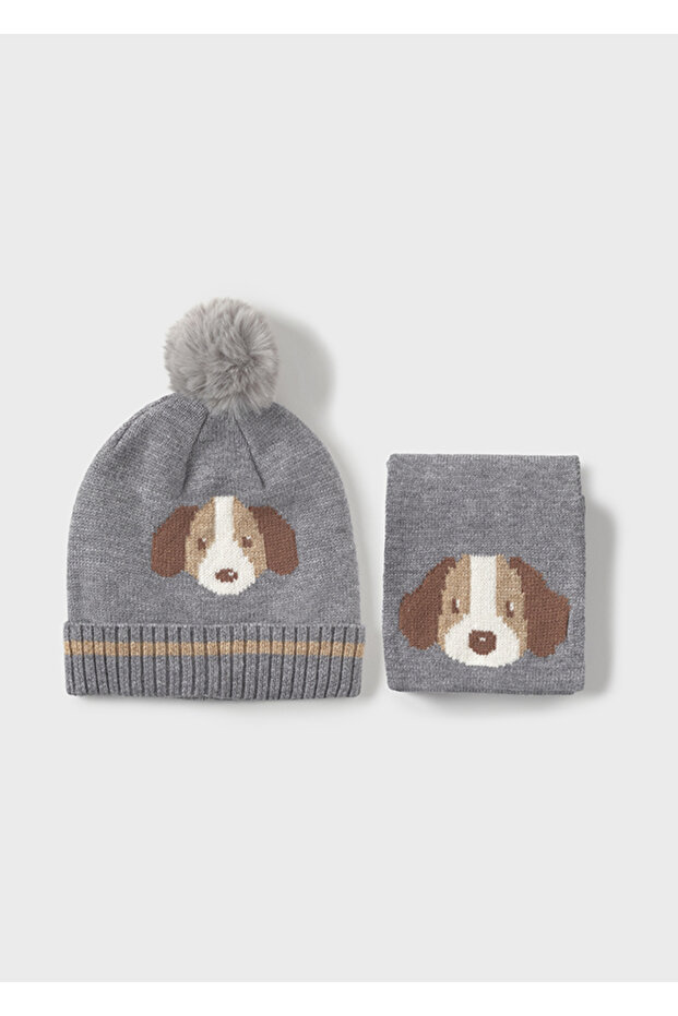 Boy's Dog Scarf Beanie Set 10018