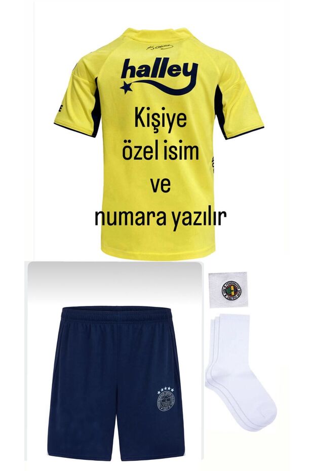 F̾E̾N̾E̾R̾B̾A̾H̾Ç̾E̾-ALTERNATİF SARI 2025-26 KİŞİYE ÖZEL İSİM VE NO YAZILIR ÇOCUK FUTBOL FORMASI - 1