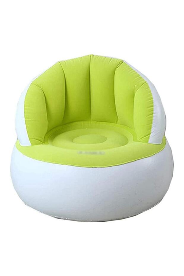 Inflatable Lounge Chair, Indoor Portable Sofa with Backrest, White and Lime Green