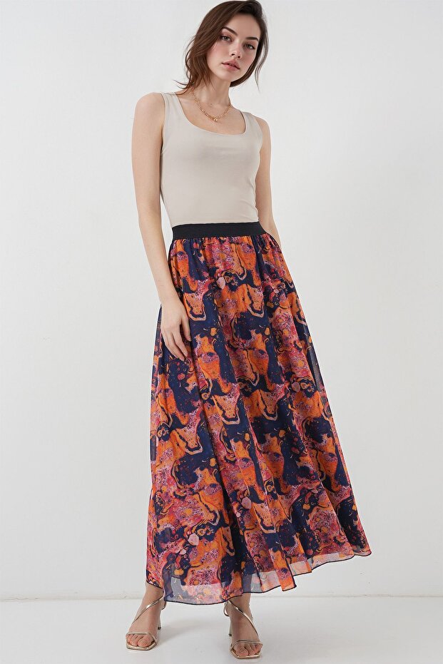 تنورة ماكسي منقوشة مبطنة من BDART - 1