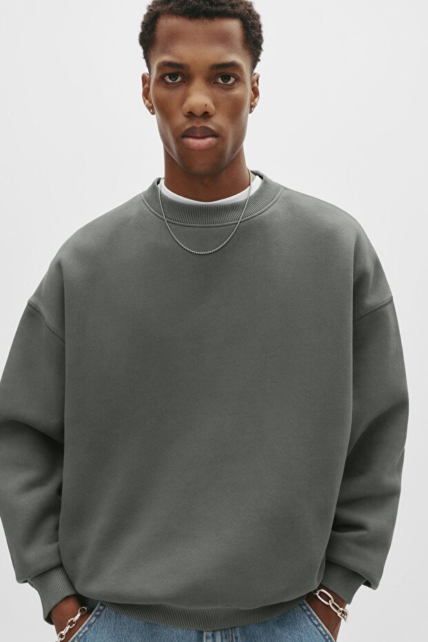 Yıkanmış boxy sweatshirt - 4