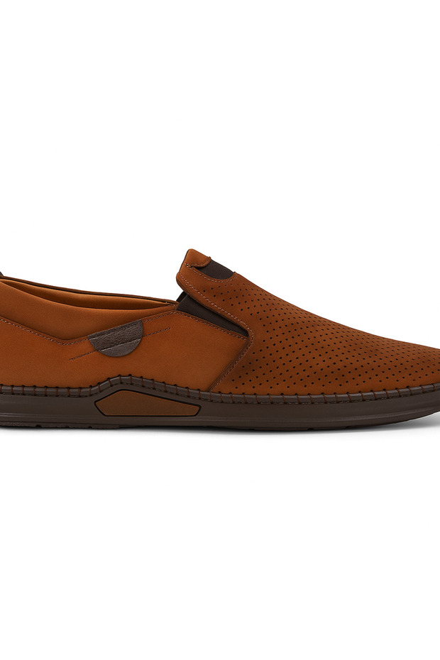 Gr0368 Genuine Nubuck Leather Lightweight Poly Sole Perforated Casual Espadrille Style with Stitched Accessories