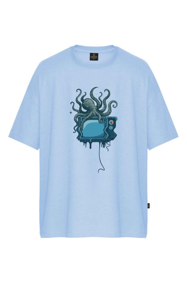 Unisex Octopus Tv Printed Oversize T-Shirt