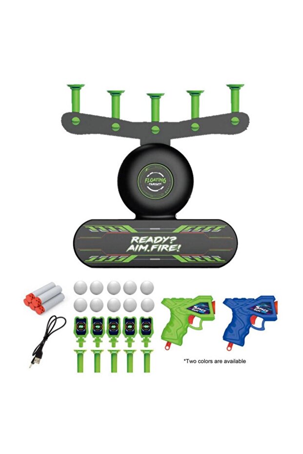 Floating Target Shooting Game Set, 5 Digital Targets, LED, USB Charging, Score Display – Green/Black