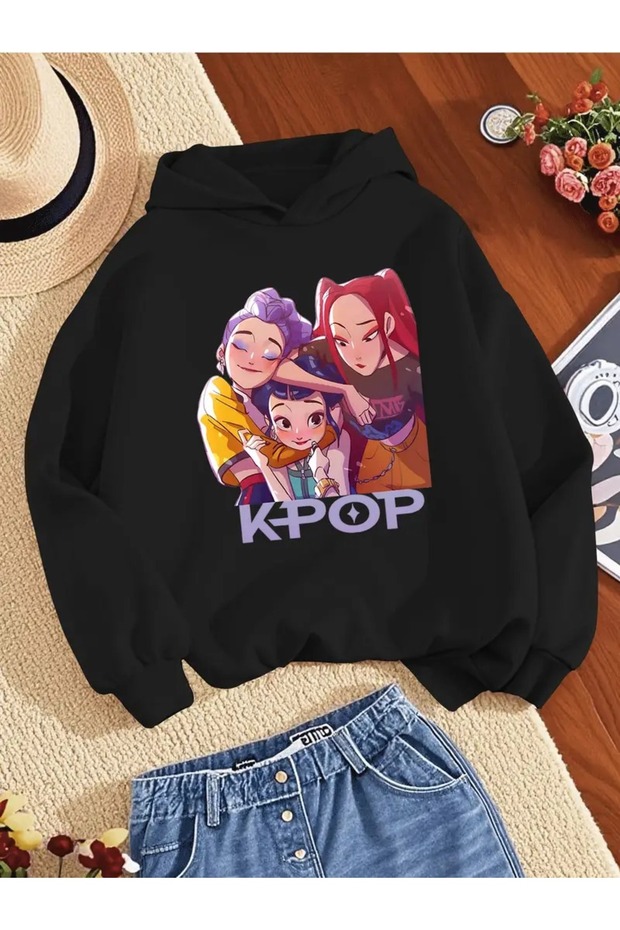 Winter Hooded Sweatshirt, Children's K-Pop Printed