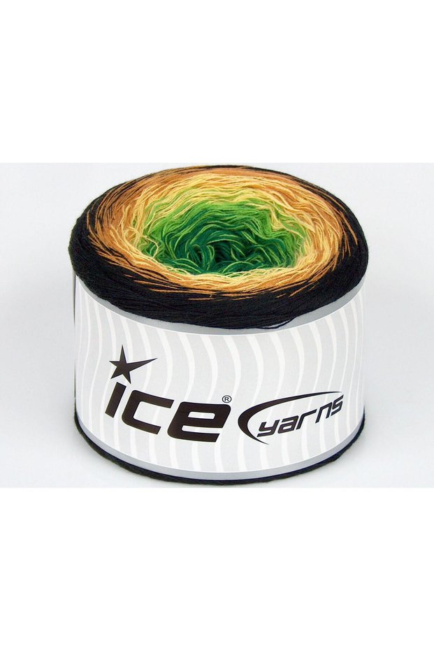 1X250G. Cakes Cotton Fine Cotton, Acrylic Black, Yellow, Gold, Green Tones Summer Yarns, Cotton,