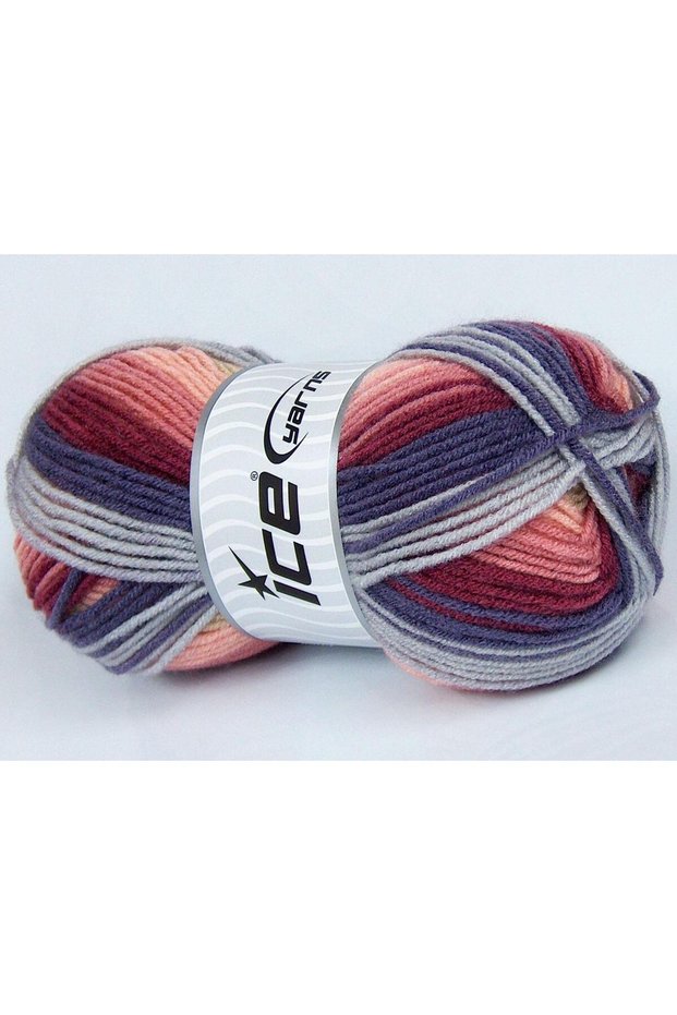 Lot of 4 X 100Gr Skeins Ice Yarns Nice Baby Yarn Salmon Camel Purple Light Grey Burgundy