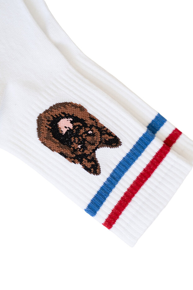 Dog Patterned Long Socks - Patterned Socks - White Long Socks - 3