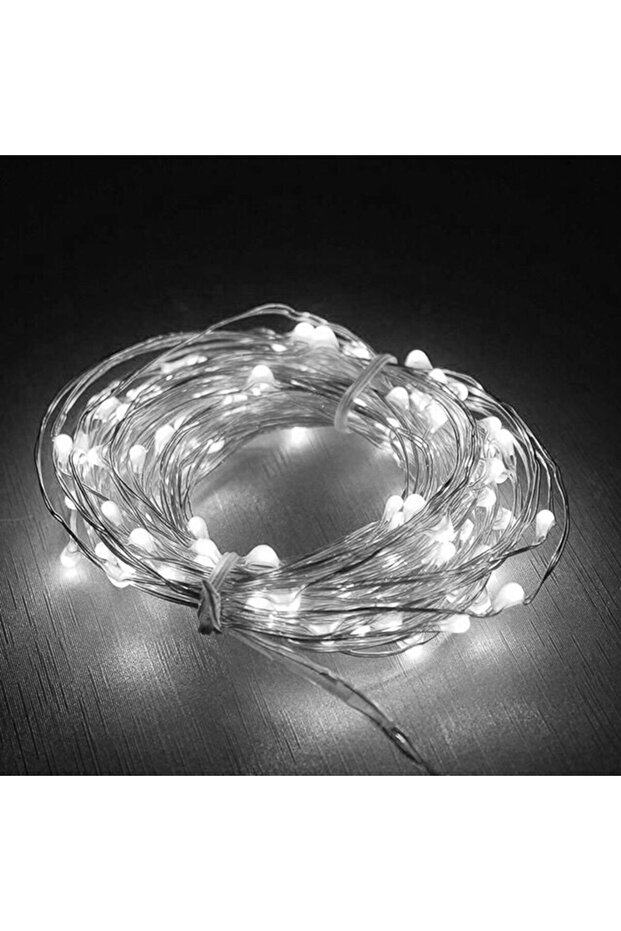 Christmas light string, 10 m, 100 LEDs, USB, 8-function remote, cool white, - 6