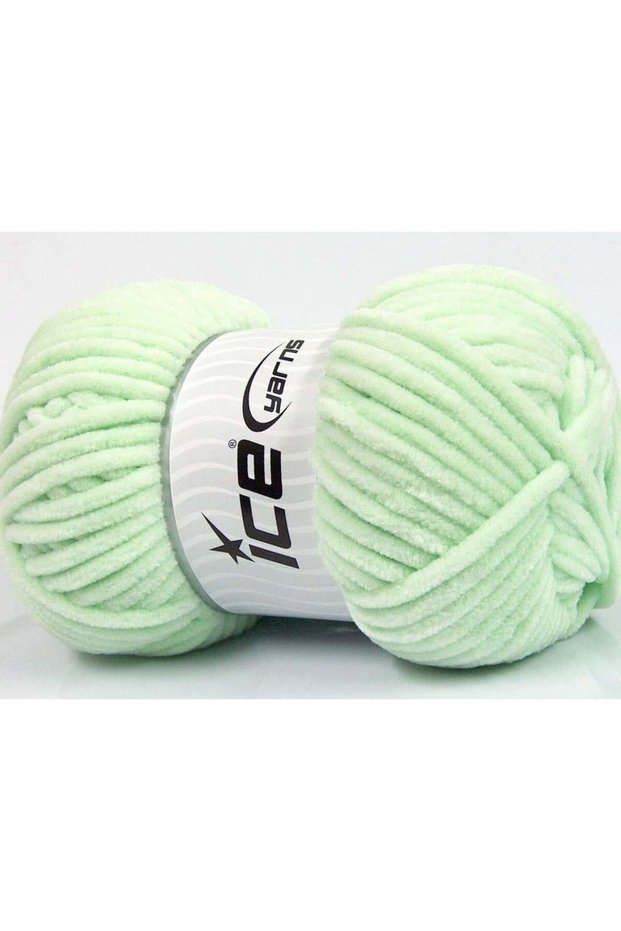 Lot of 4 X 100Gr Skeins Ice Yarns Chenille Baby (100% Microfiber) Yarn Mint Green