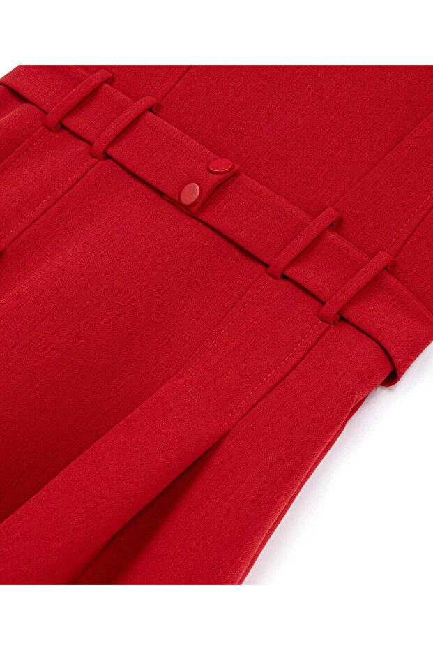 PİLELİ DİK YAKA ELBİSE - 4