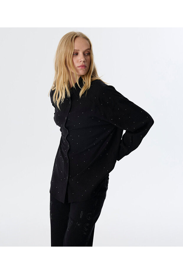 HOTFIX BASKILI PİLELİ GÖMLEK - 2