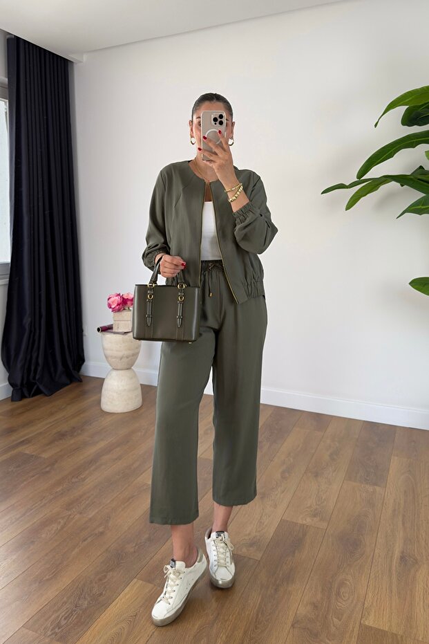 Ilara Khaki Zippered Suit