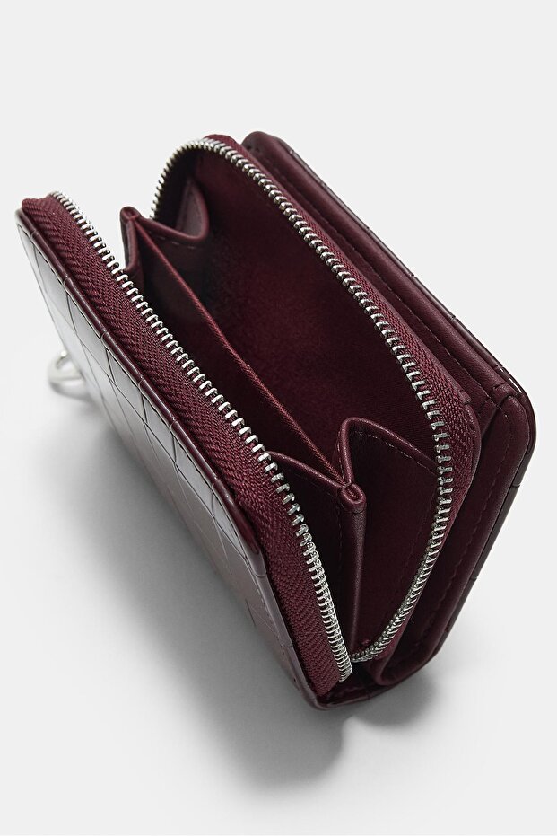 Timsah Deseni Görünümlü Fermuarlı Cüzdan - 4