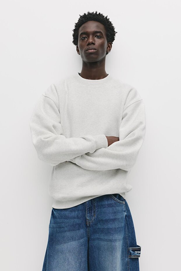 Basic bisiklet yaka sweatshirt - 1