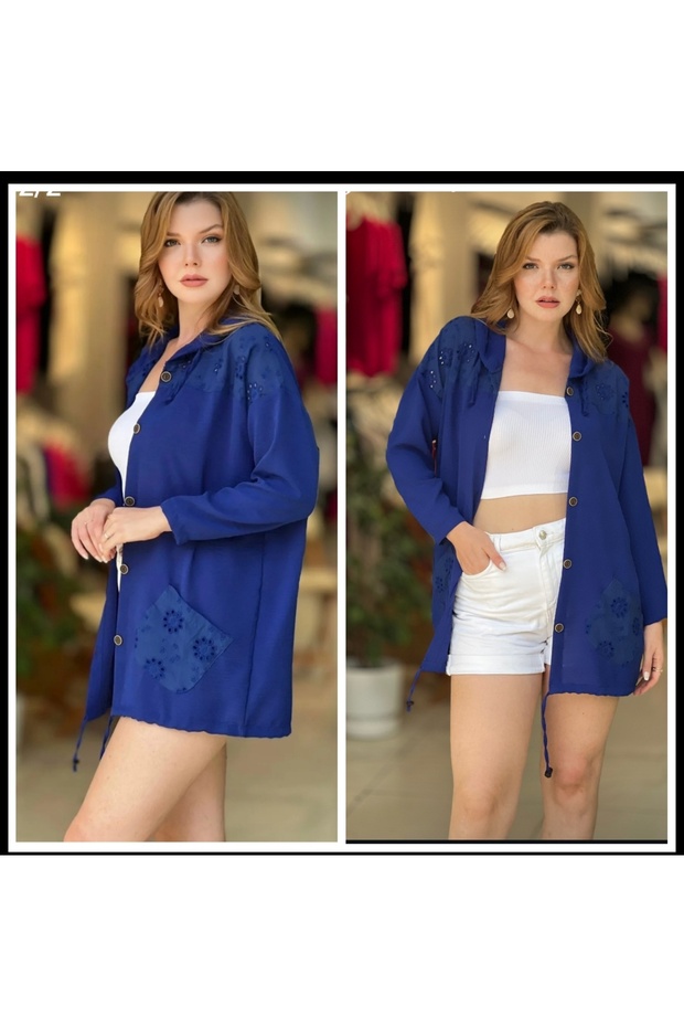 Oversized Hooded, Buttoned, Aerobin Fabric Jacket