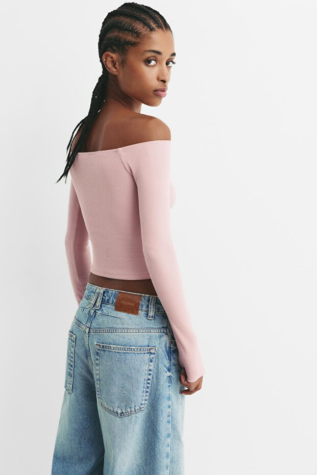 Açık omuzlu fitilli top - 4