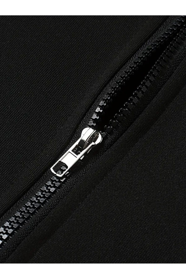 Arcane Jinx Y2K Oversize Fermuarlı Siyah Unisex Kapüşonlu Hırka - 3