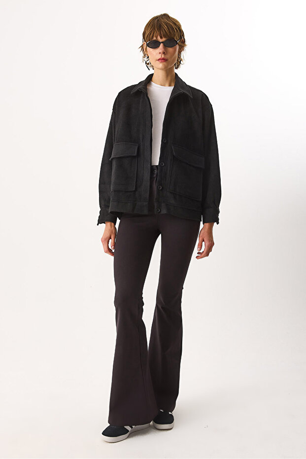 Regular Fit Kaşe Ceket - SİYAH - 3