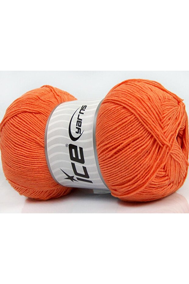 Lot of 4 X 100Gr Skeins Ice Yarns Lorena Superfine (55% Cotton) Yarn Light Orange