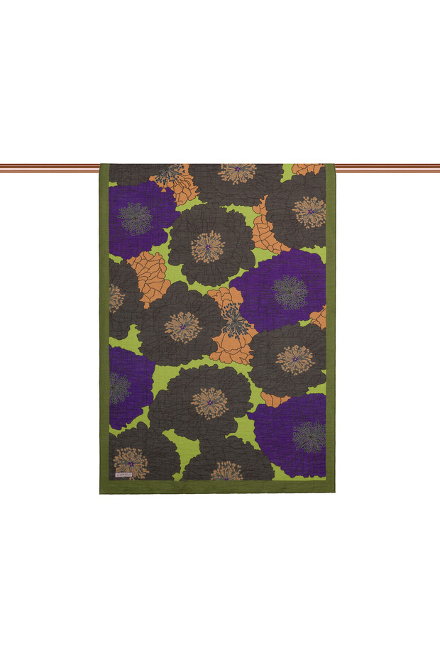 Patterned Tensoft Shawl - Hydrangea Basket Patterned - Pine Scent Smoked - 2