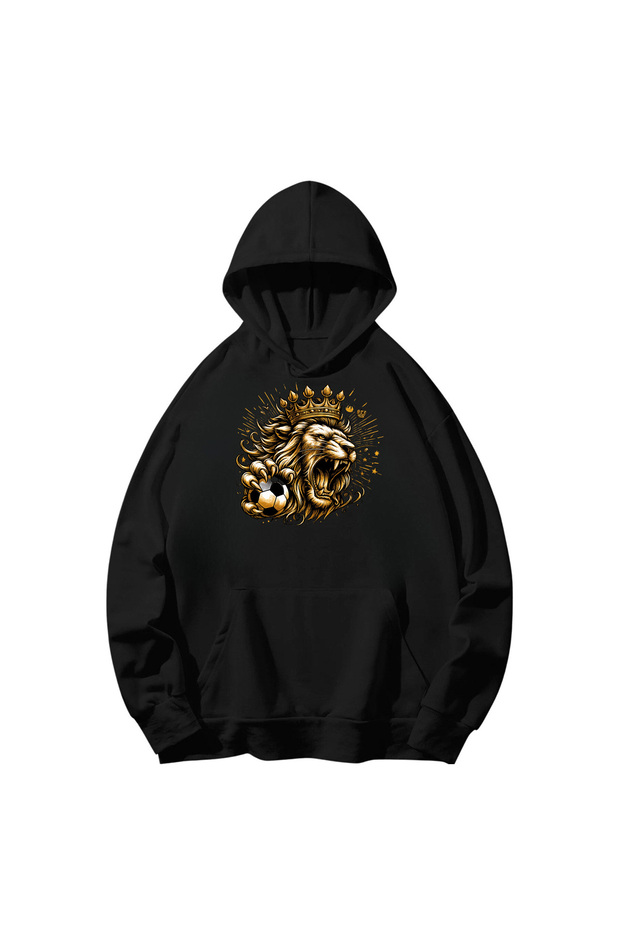 Lion Printed Cotton Hooded Long Sleeve Sweatshirt