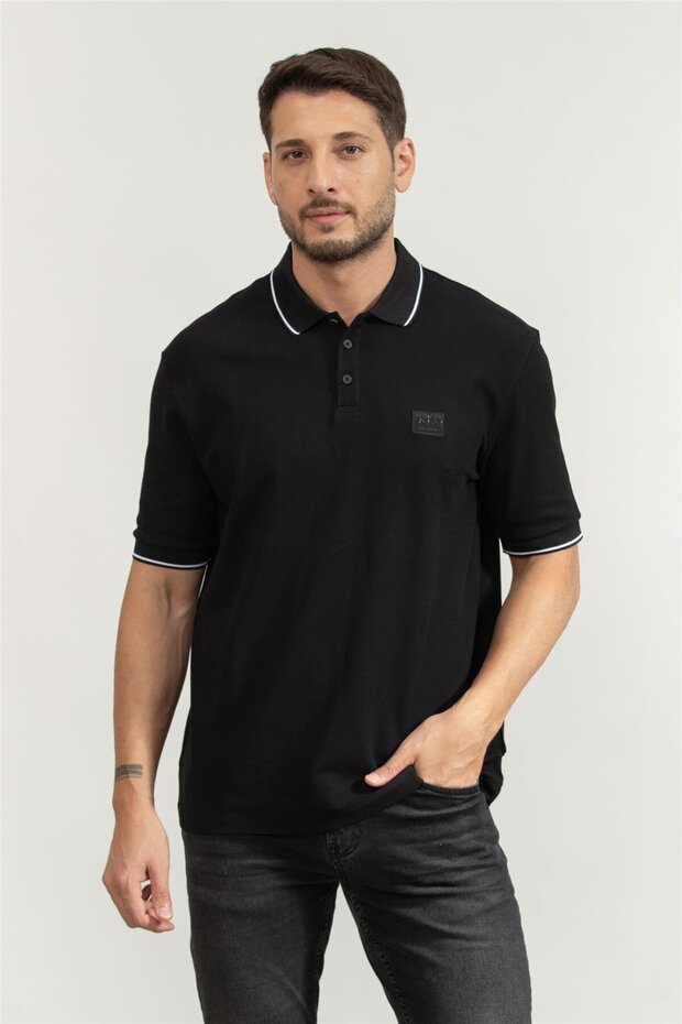 Men's Polo Neck T-Shirt Black