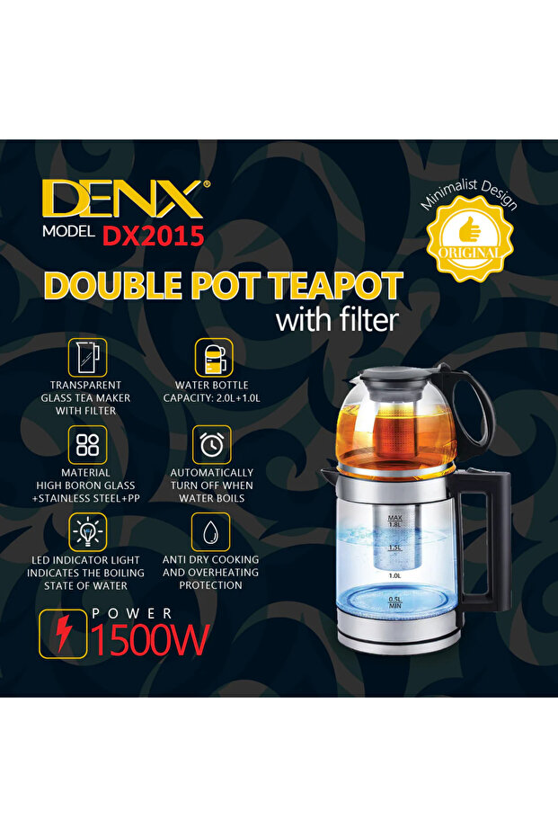 DX2015 1500W 1.8L Double Electric Kettle - 4