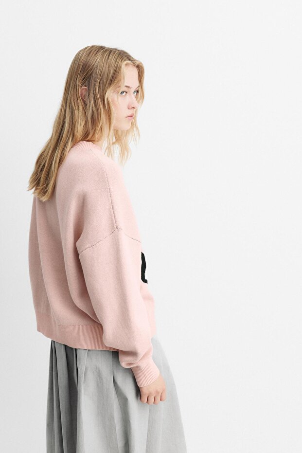 Çiçek grafik baskılı kazak - 5