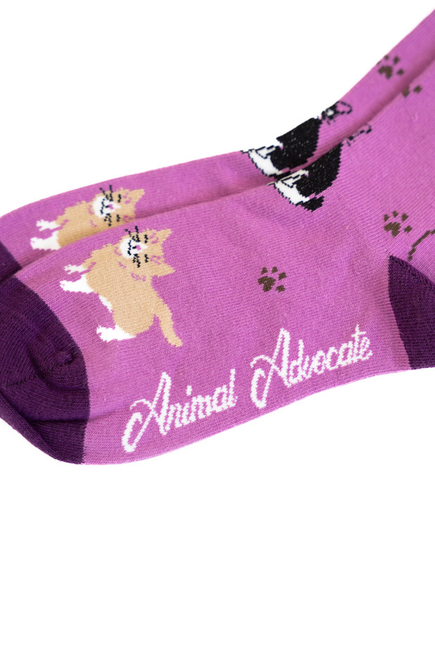 جوارب طويلة منقوشة على شكل قطة - جوارب منقوشة - جوارب طويلة أرجوانية - 4