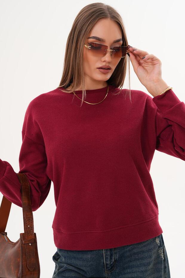 Kadın Bisiklet Yaka Selanik Örme Sweatshirt 255010 - - 3