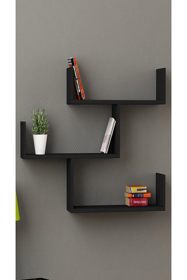 3-Piece black Floating Wall Shelves – Wall-Mounted Storage for Books, Decor & Accessories