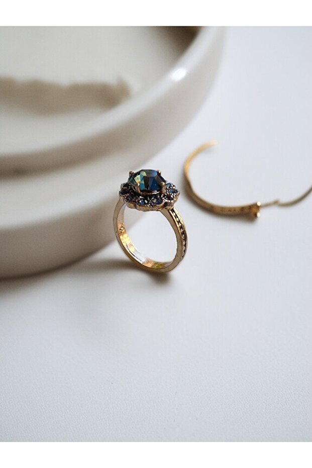 خاتم على شكل زهرة الأقحوان مع حجر كريستال - 4