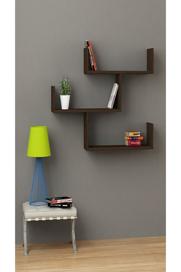 3-Piece Brown Floating Wall Shelves – Wall-Mounted Storage for Books, Decor & Accessories