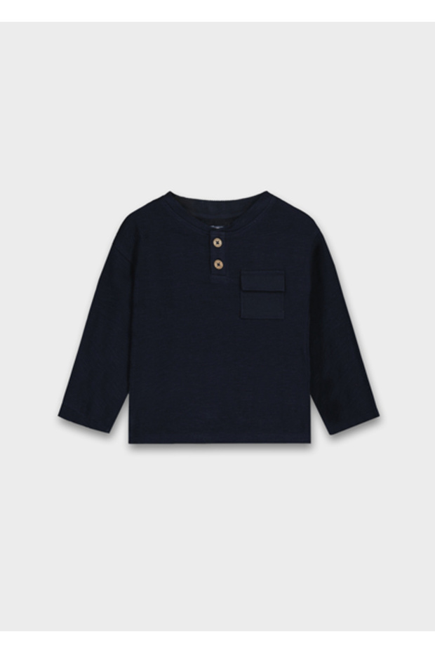 Navy Blue Baby Boy Long Sleeve Knitted T-Shirt 2064