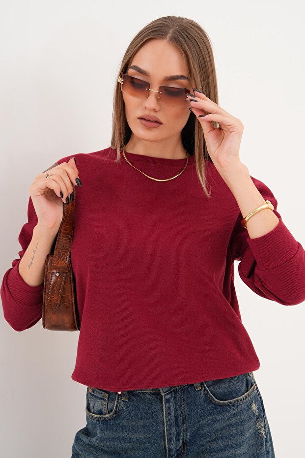 Kadın Bisiklet Yaka Selanik Örme Sweatshirt 255010 - - 1