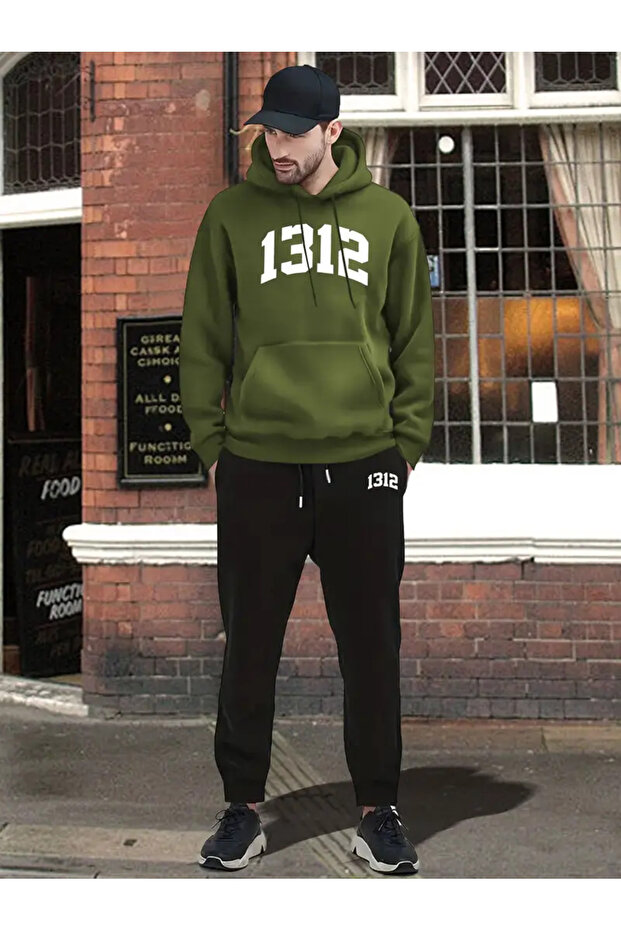 Tracksuit Set with Hoodie Sweatshirt and Sweatpants, Great Patterned Set