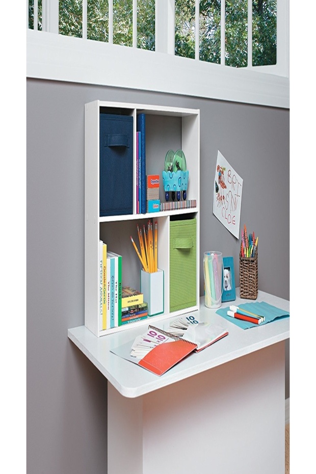White Wall-Mounted Bookcase 80x55x15cm – Floating Shelf for Books, Decor & Home Storage