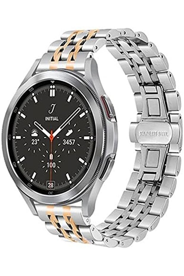 Samsung Galaxy Watch 4 40mm 44mm/Classic | Solid Stainless Steel Watch Band | Silver Rose Gold