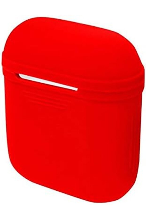 Protective AirPods Soft Silicone Charging Cover Pouch Case Sleeve with Cable Red