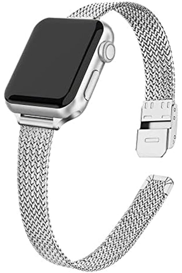 Apple Watch 49mm 46mm 45mm 44mm 42mm | Slim Metal Band | Silver
