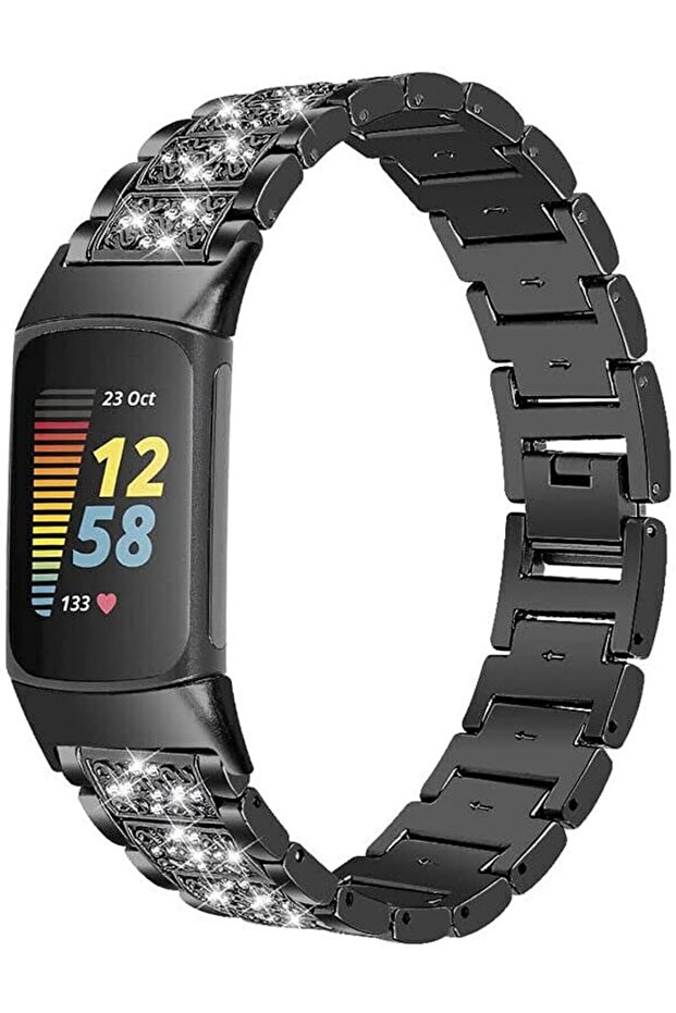 Metal Bands for Fitbit Charge 6 / Charge 5 Smart Watch -Black