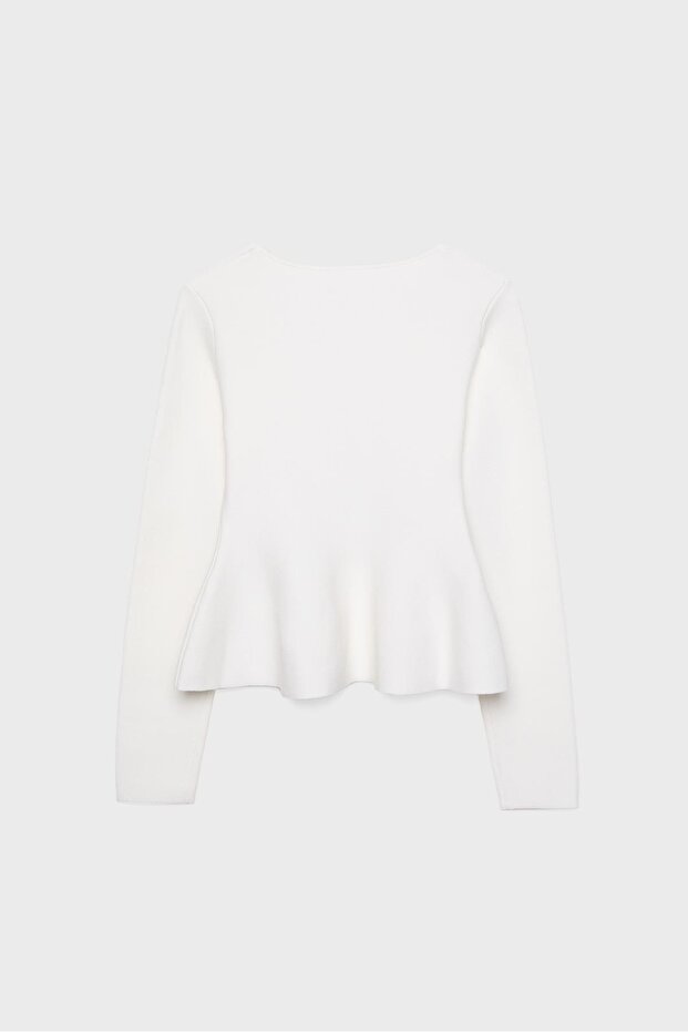 Düğmeli Peplum Örme Ceket - 7