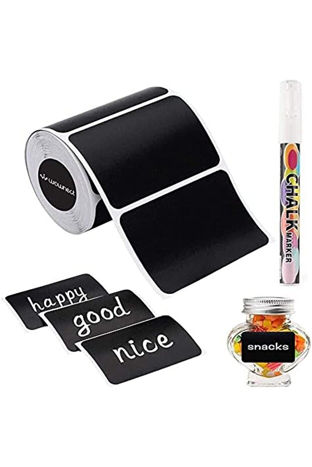 Chalkboard Label Sticker With Silver Rectangle [120 Pcs Waterproof][1 Rolls 1 Silver Chalk M