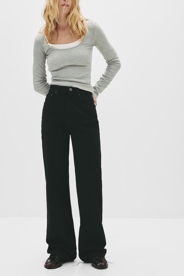 Yüksek bel straight fit jean - 4