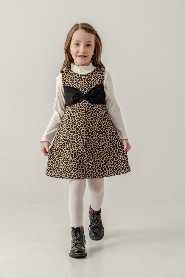 Girl's Leopard Patterned Gilet and Dress for Holidays (4-7 Years)