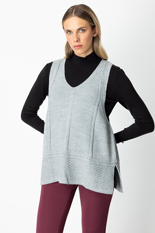 V Yaka Kolsuz Süveter - 4