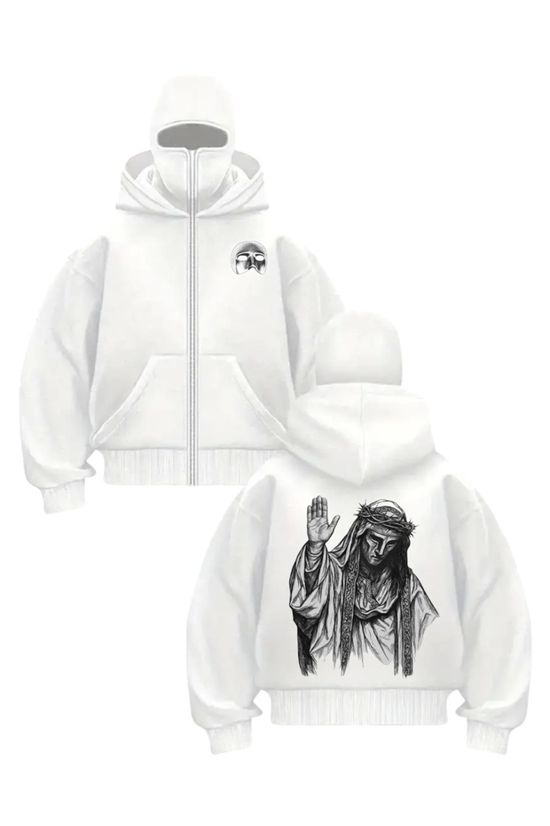 Unisex King Baldwin Hooded Cardigan with White Mask