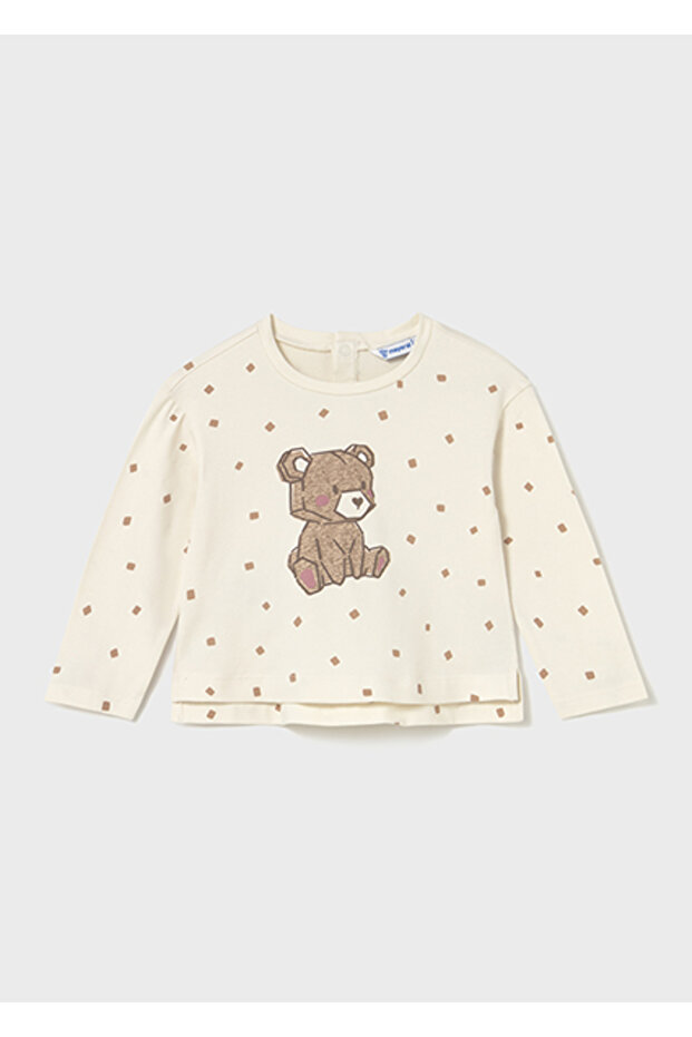 Brown Patterned Baby Girl Long Sleeve T-Shirt 2077
