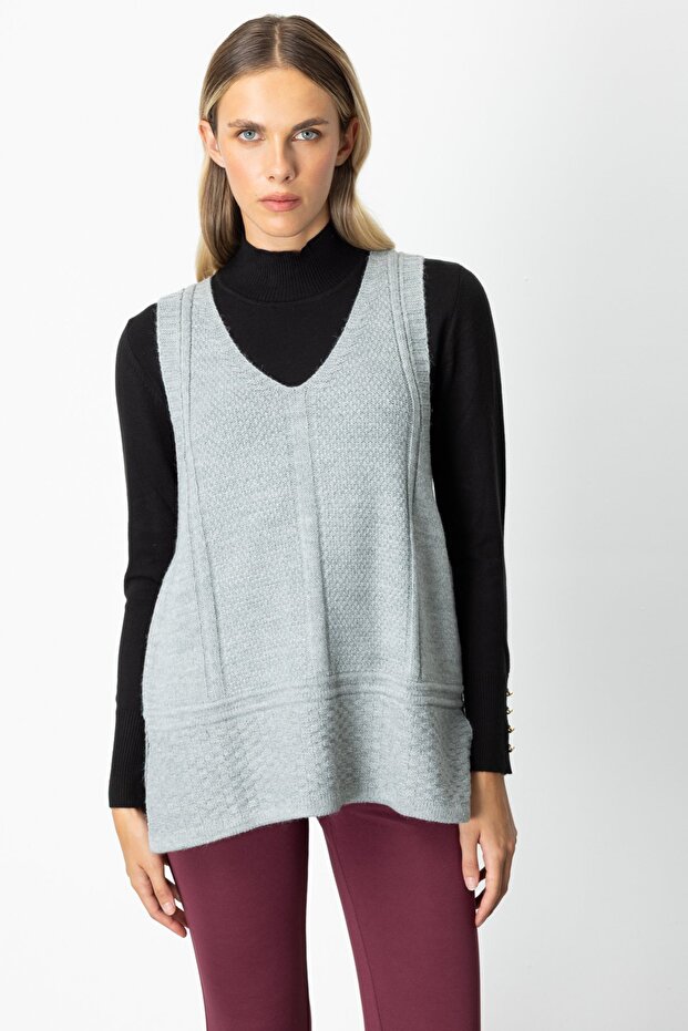 V Yaka Kolsuz Süveter - 3